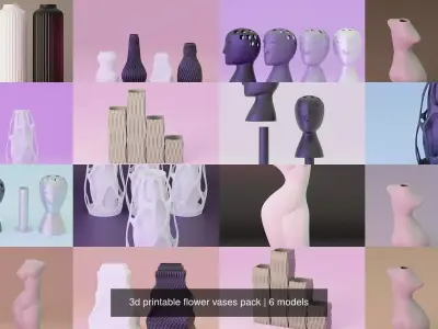 3d printable flower vases pack 3D Model Collection