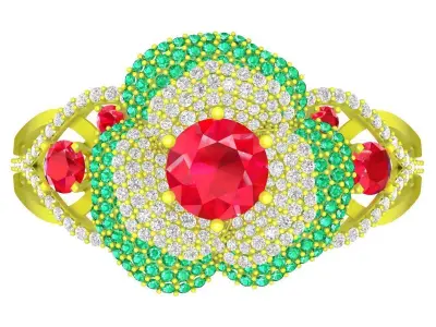 6348 luxury korean flower diamond bangle 3D print model