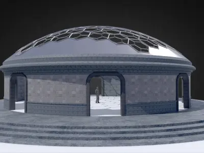 Hexagonal dome Geodesic dome like structure with large room Low-poly 3D model