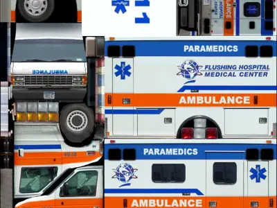 Ambulance v7 old style Low-poly 3D model