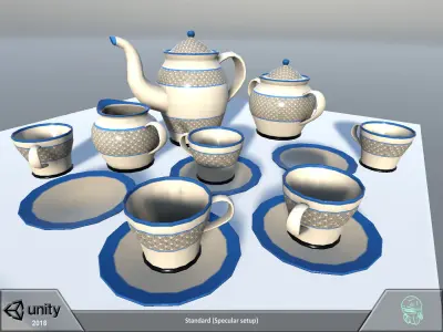 Tea coffee set Low-poly 3D model