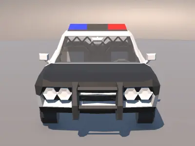 Low Poly Muscle Car Police Cruiser with Interior MOBILE READY Low-poly 3D model
