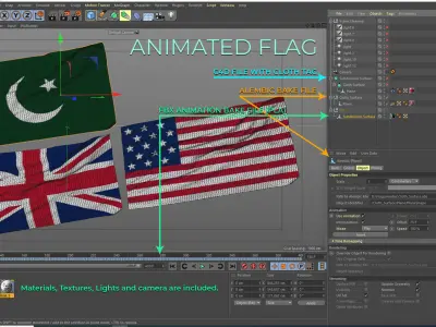 Animated Flag- Transitional Flag  3D model