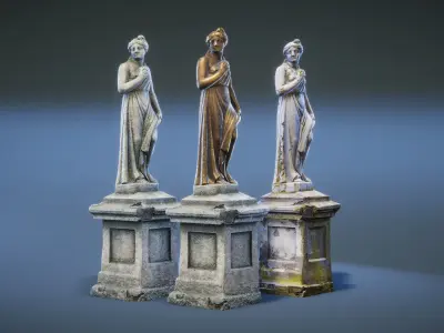 Statue of a Woman holding flowers Low-poly 3D model