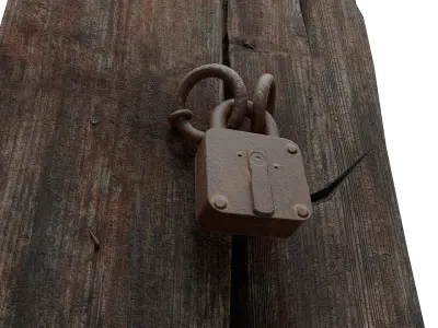 Grungy door lock   Low-poly 3D model