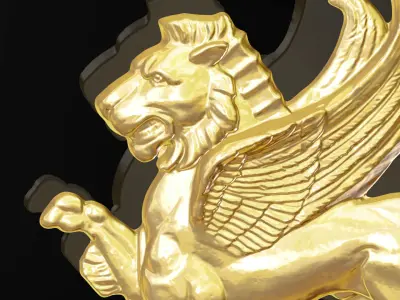 Lion gold pendant jewelry 3D print model