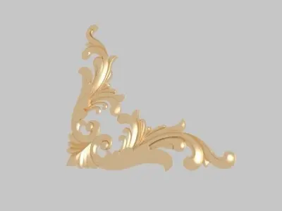 pattern wood cnc flowers 3d model classical gold frame 3D model 3D model