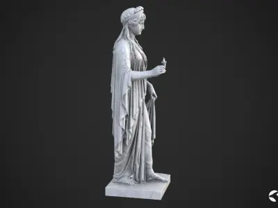 Hope Antique Statue - White Marble Low-poly 3D model