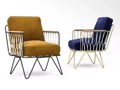 Honore Deco croisette velour armchair 3D model