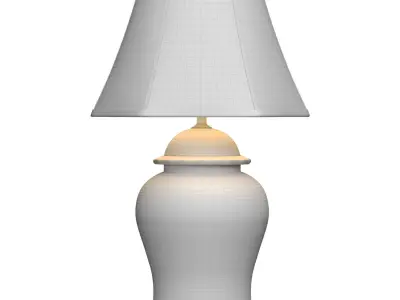 Lotos Ceramic Ginger Jar Nightstand Bedside Asian Table Lamp 3D model