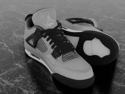 JORDAN 4 RETRO TRAVIS SCOTT 3D SHOES - GREY Low-poly 3D model