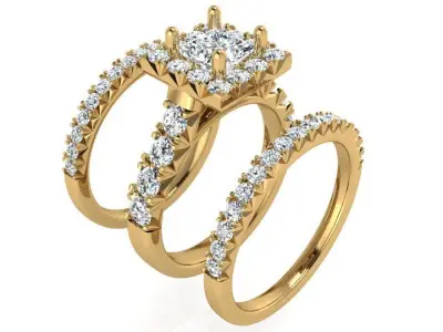 Square Halo Ring With Double Band 2771 3D print model