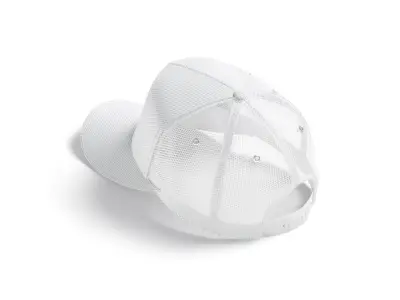 White Trucker Hat - sport mesh baseball cap 3D model
