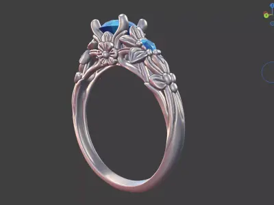 NARROW DAISY TWO-STONE PRONG ENGAGEMENT RING 3D print model
