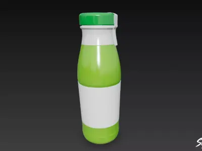Green Juice Bottle Low-poly 3D model