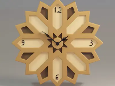 Wooden Geometric clock 3D model