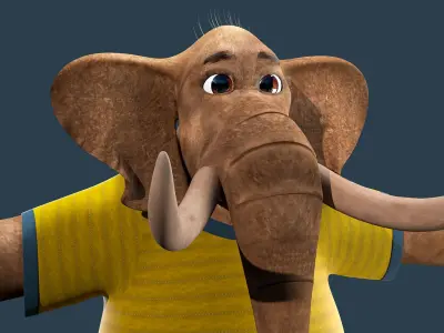  Cartoon Elephant NoRig 3D model