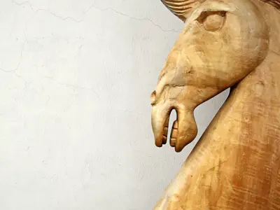 Large Wood Carved Horse Head 3D model