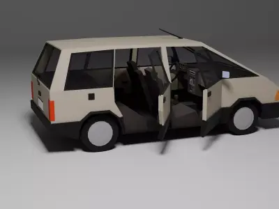 Low Poly 1980s Family MPV 3D Model Car10 Low-poly 3D model