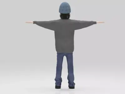 Character Tony Alva skate boarding word Rigged  Low-poly 3D model