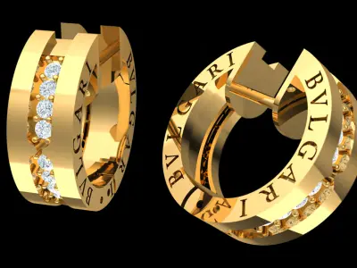 Luxury BVLGARI-Inspired Hoop Earrings 3D Model 3D print model