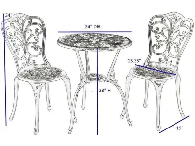 Erik Round Long Bistro Table Set 3D model