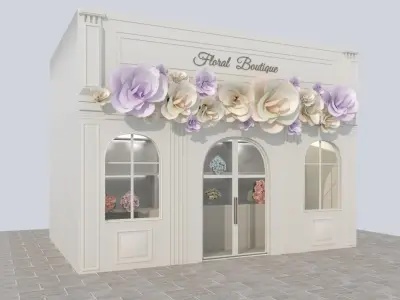  Elegant Floral Boutique Facade 3D Model  Low-poly 3D model
