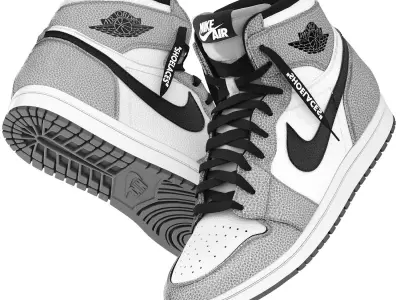 nike air jordan 1 retro grey  3D model