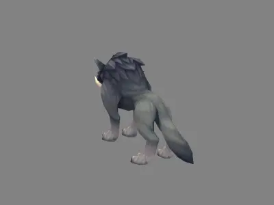 Cartoon fangs wolf Low-poly 3D model