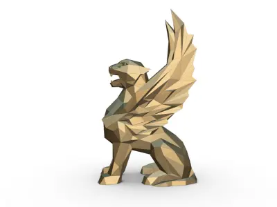 griffin figurine low poly 3D print model