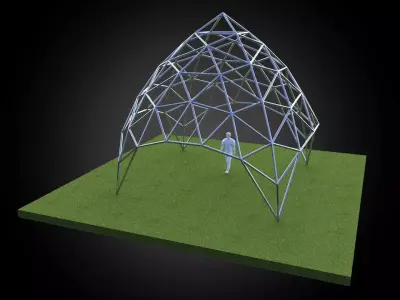Dome pointed triangulated wire-frame structure geodesic design Low-poly 3D model