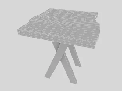 natural wood bistro table Low-poly 3D model
