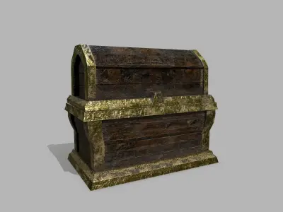 Chest wooden Low-poly 3D model