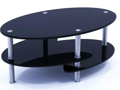 black painting glass coffee table  Free 3D model