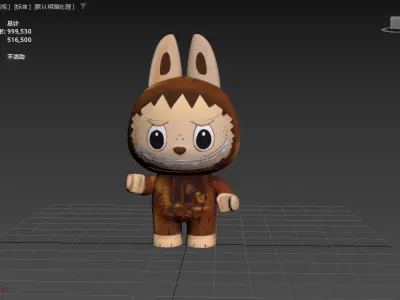 Realistic Cartoon Toy Figurine POP MART Highly Detailed Labubu 3D model