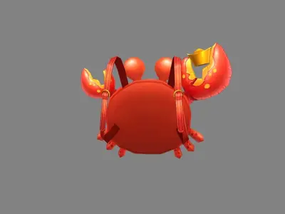 Cartoon children school bag - crab backpack Low-poly 3D model