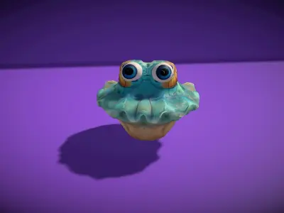 Cartoon SeaShell Low-poly 3D model