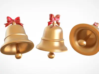 Christmas Bells Realistic Holiday Decoration Asset 001 Low-poly 3D model