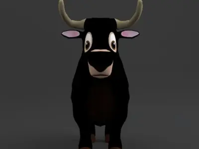 Bull Cartoon Low-poly 3D model