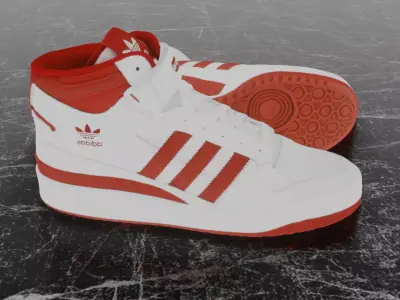 ADIDAS FORUM MID - RED 3D SHOES Low-poly 3D model