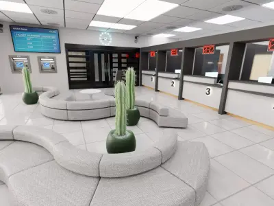 Post Office Interior V1 - Fully Equipped Commercial Environment Low-poly 3D model
