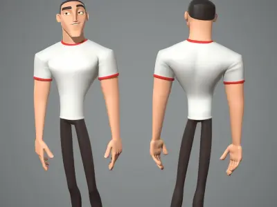 Male cartoon character Luke 3D model