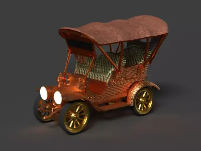 Chinese vintage car   Low-poly 3D model