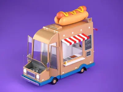 Hot Dog Truck 3D model