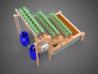 IOT CONTROL HYDROPONIC PLANT PLASTIC WATER BOTTLE CONTAINER POND 3D model