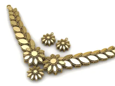 SUNFLOWER STYLE NECKLACE SET 3D PRINTABLE MODEL 3D print model