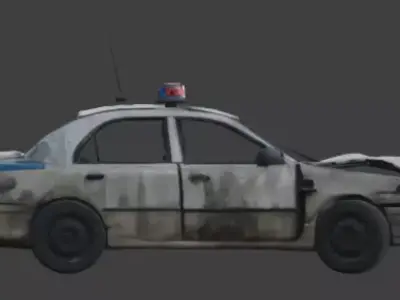 Wrecked Police Cruiser Post Apocalyptic 3D Model Low-poly 3D model