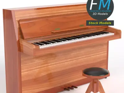 Open vertical piano 3D model
