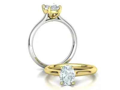 Oval Diamond Engagement Ring Hidden Halo Ring 8x6 Oval stone  3D print model