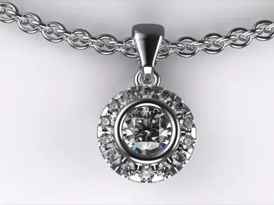  Diamond Pendant  Halo Style Jewelry Design for 3D Printing 3D print model